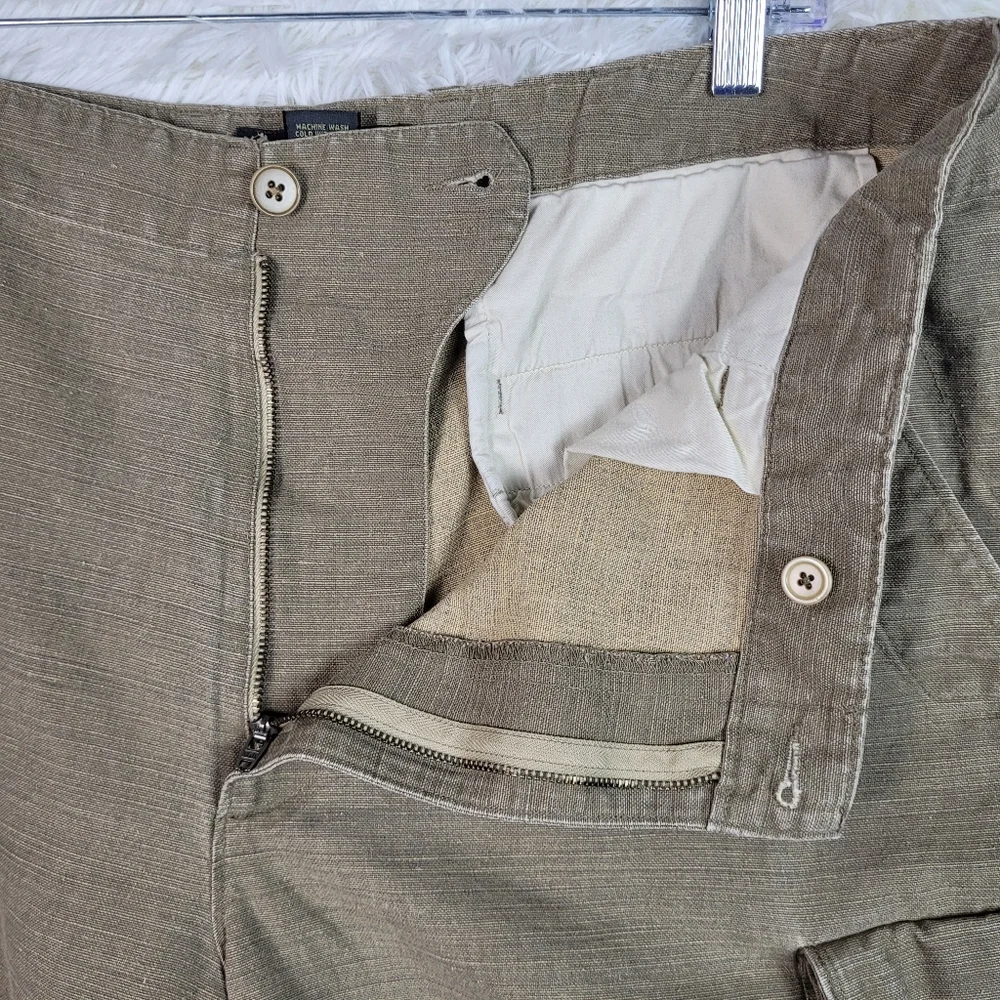 Vtg Banana Republic Mens 38 Tan Linen & Cotton Blend Cargo Shorts Safari Outdoor